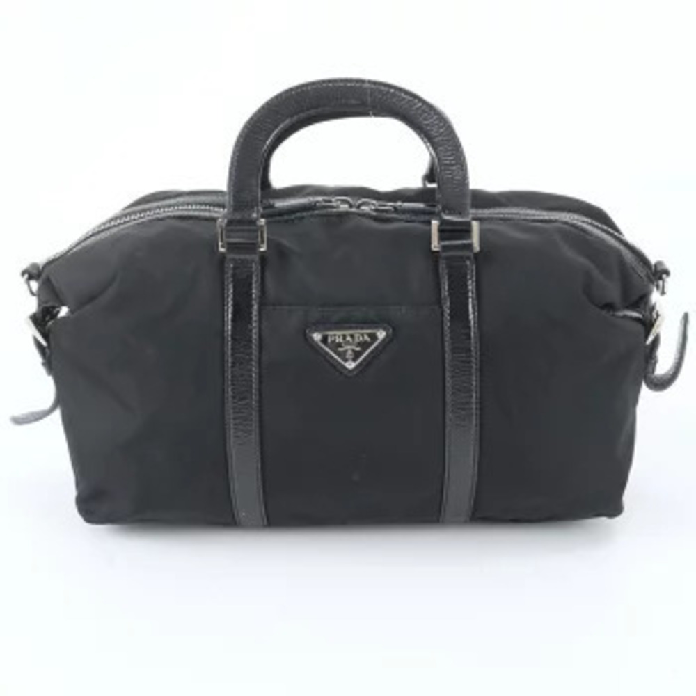 Prada Tessuto Leather 2Way Shoulder Tote Bag Triangle Blue Black